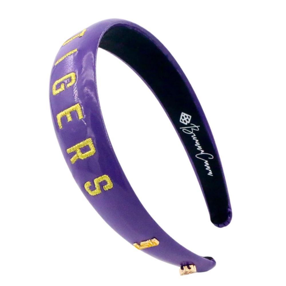 Brianna Cannon LSU PURPLE THIN EMBROIDERED HEADBAND